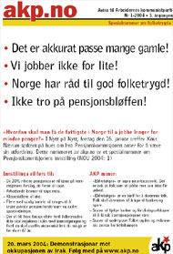 Forsida til avisa akp.no nr 1, 2004